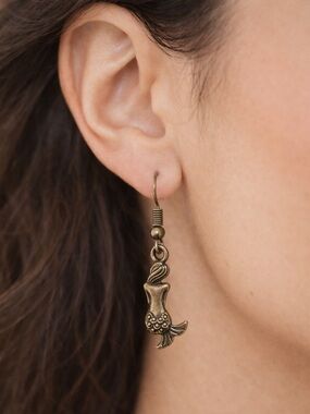 Bronze Mermaid Drop Earrings